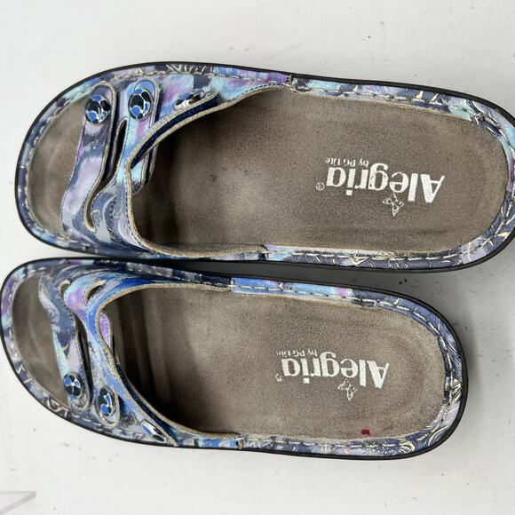 Alegria Sandals Womens 40 US 9.5-10 Fiona 3 Strap Slides Blue Leather FIO 243 - Picture 6 of 8